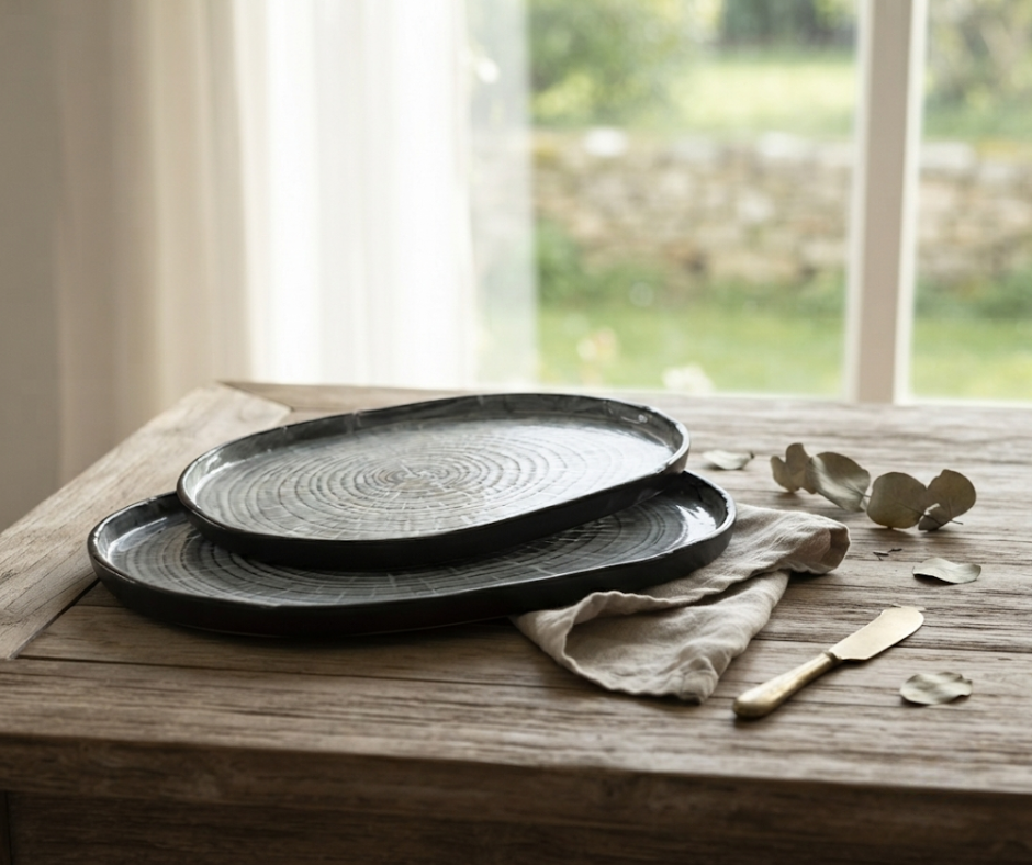 Graphite Bark Platter