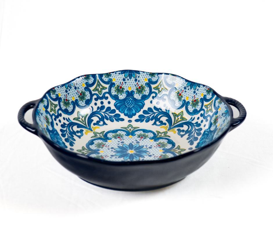 Scalloped Indigo Serving Bowl