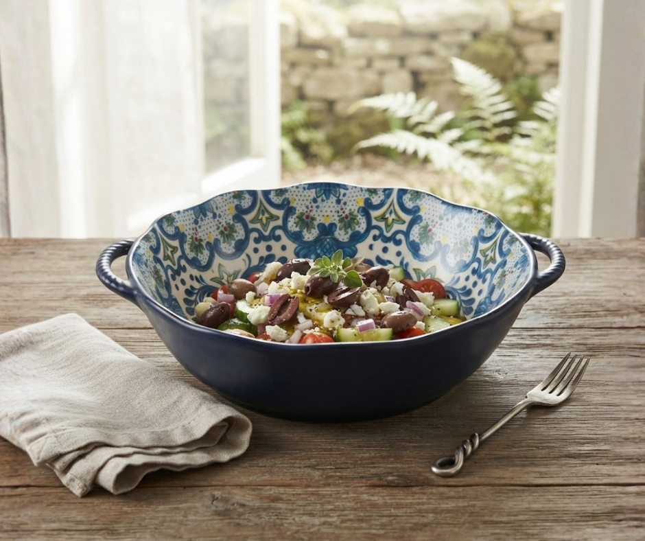 Scalloped Indigo Serving Bowl
