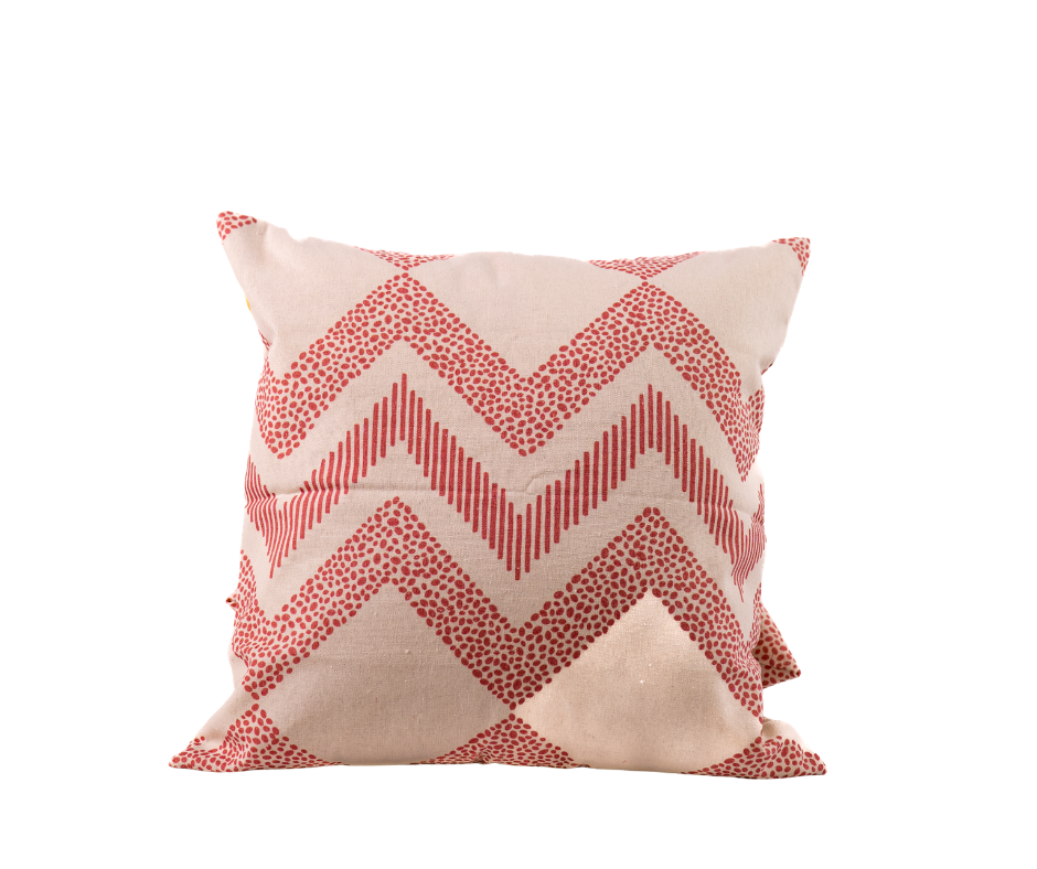 Red Chevron Toss Pillow