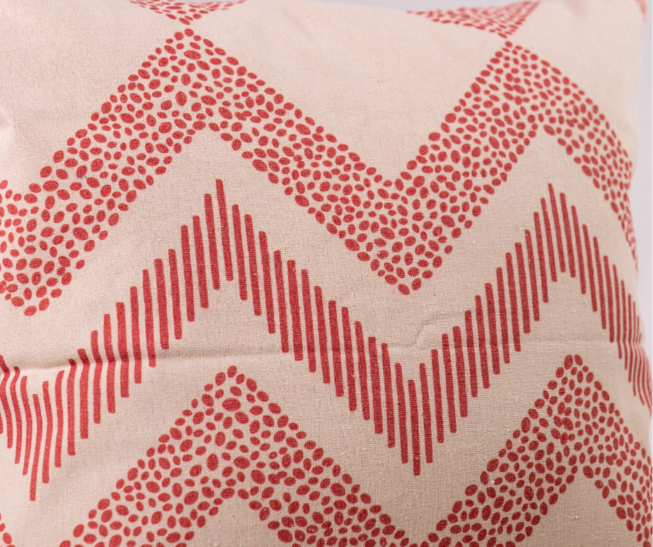 Red Chevron Toss Pillow