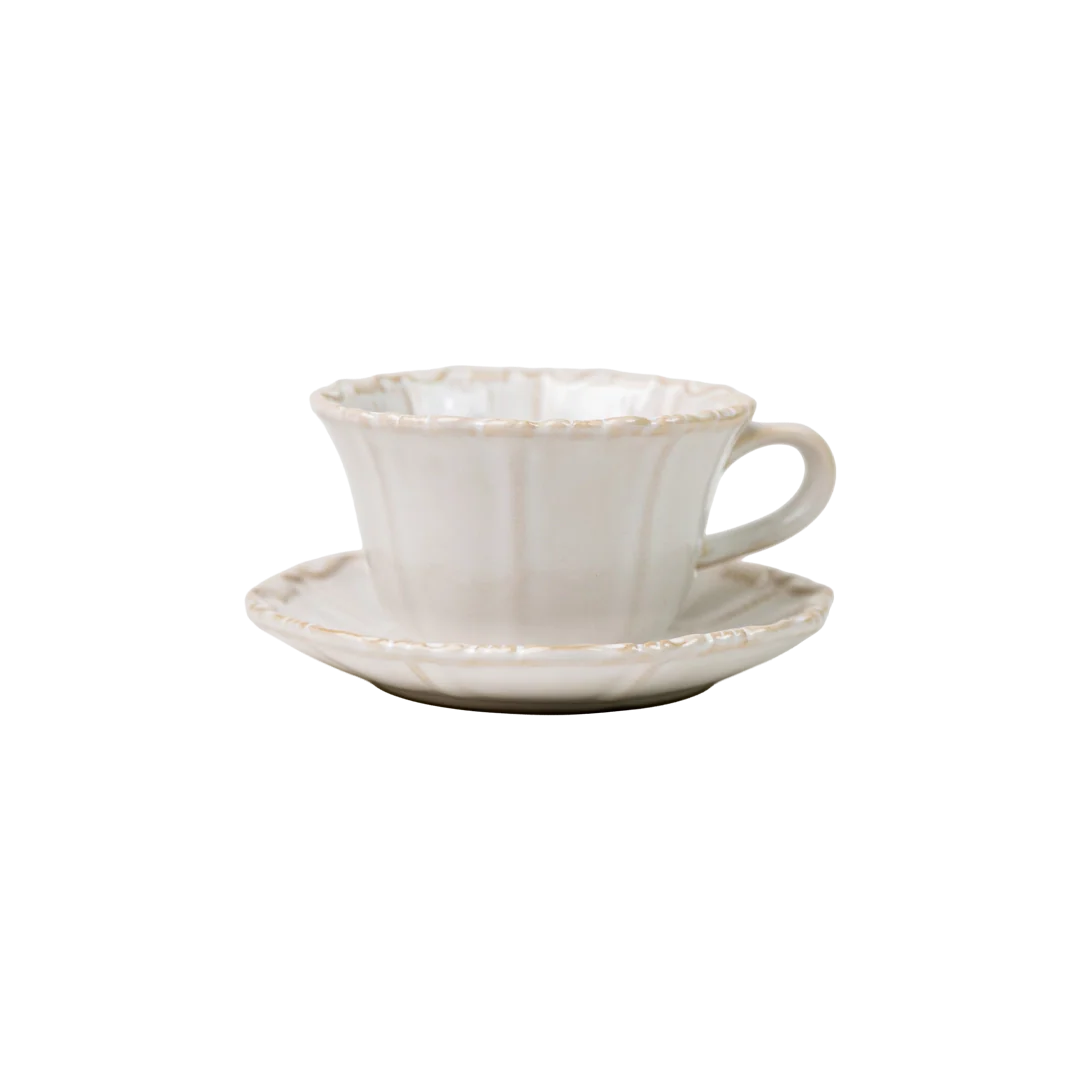 Ivory Ruffle Teacup & Saucer