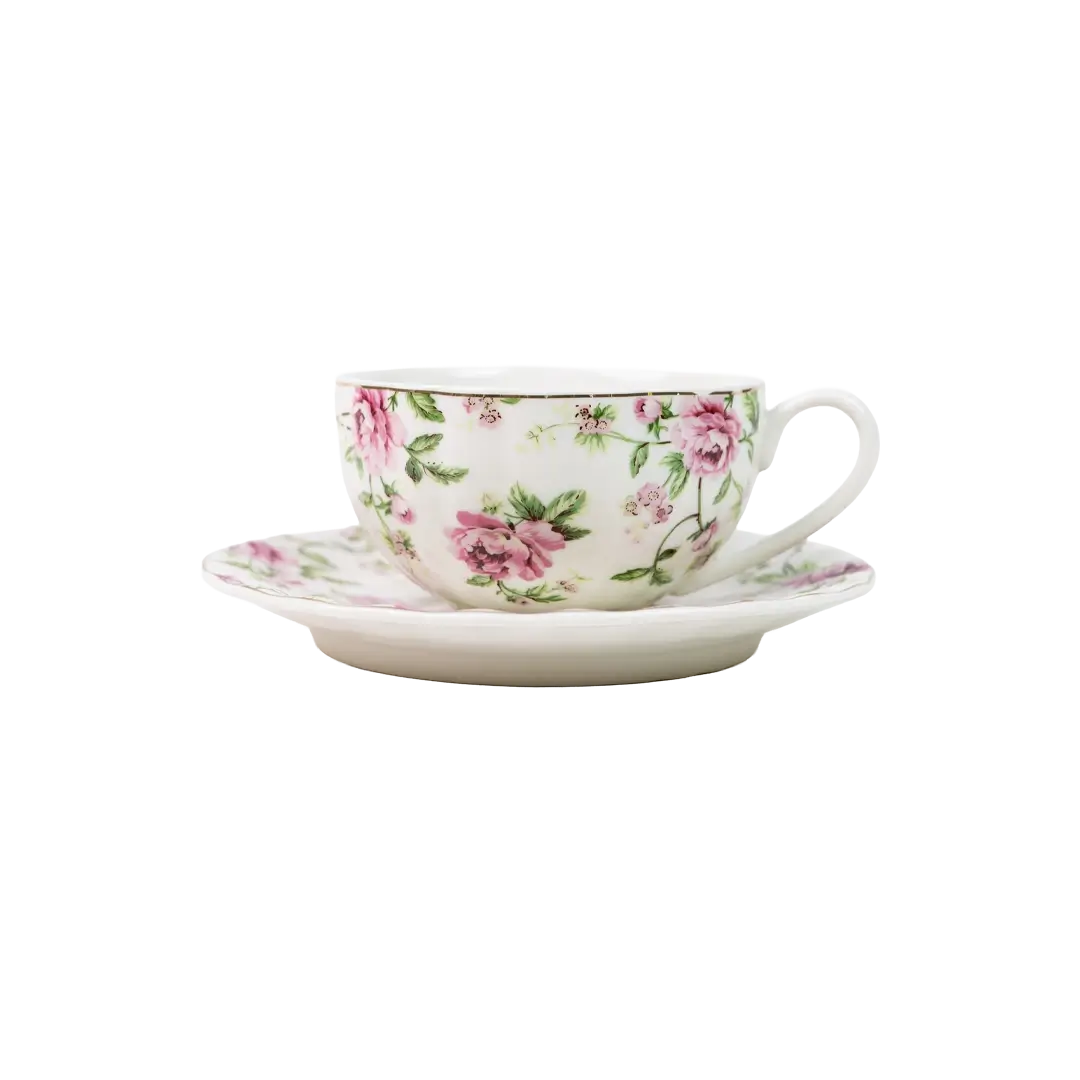 Petal Poetry Tea Cups & Saucers (Set of 6)
