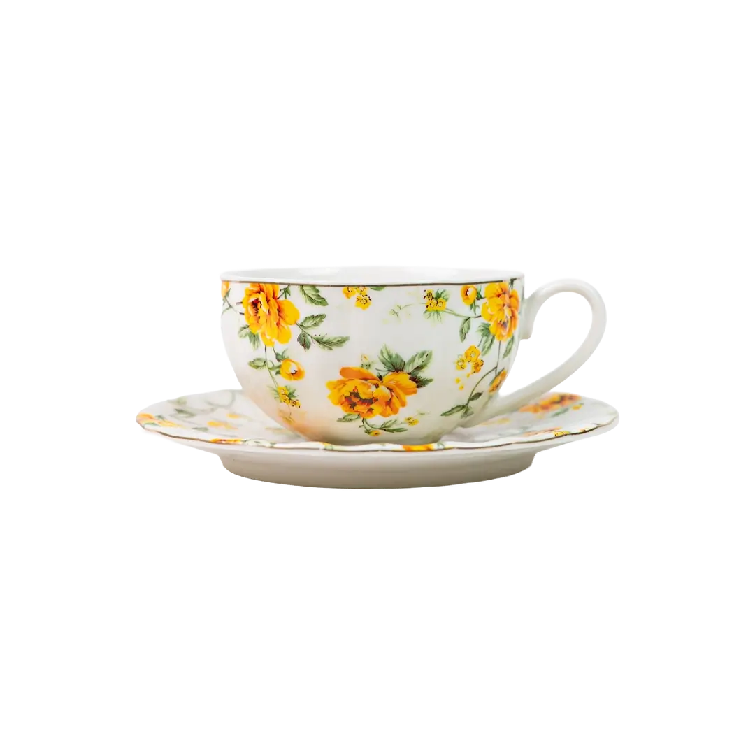 Petal Poetry Tea Cups & Saucers (Set of 6)