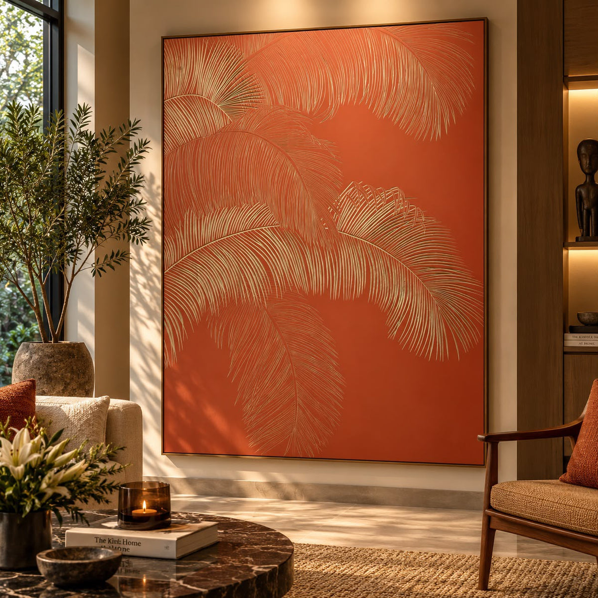 Rust & Gold Tropical Palm Farmed Artwork